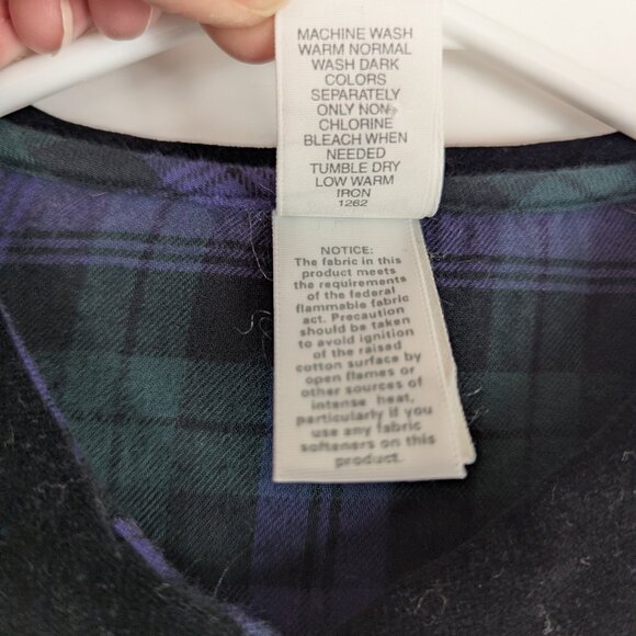 Vtg Lands End Plaid Christmas Holiday Dress Velvet Collar Green Purple Girls 7 - Picture 5 of 5